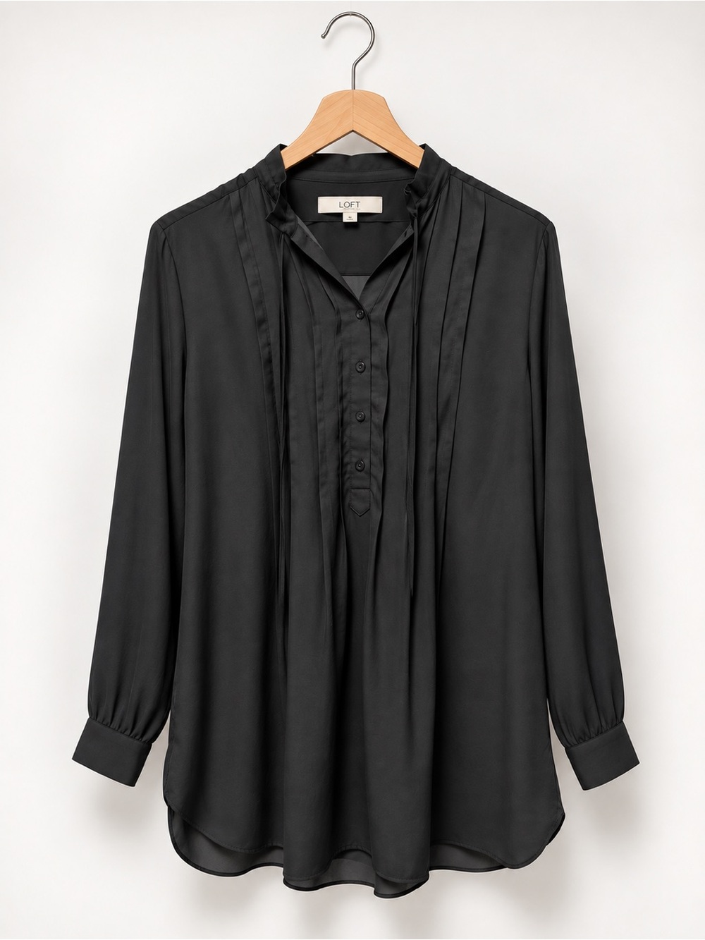LOFT Pintuck Ruffle Collar Button-Front Blouse (rack)